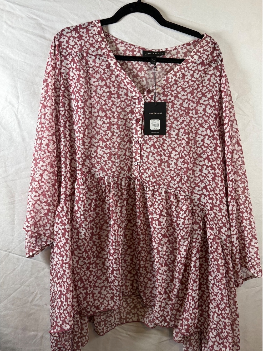 Lane Bryant Women's Pink Floral Button-Up Blouse Size 22/24